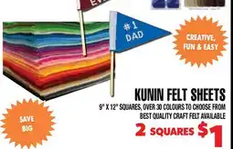 Len's Mill Stores KUNIN FELT SHEETS offer