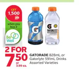 Rexall GATORADE 828mL or Gatorlyte 591mL Drinks offer
