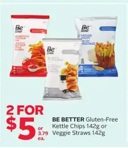 Rexall BE BETTER Gluten-Free Kettle Chips 142g or Veggie Straws 142g offer