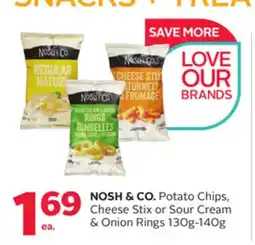 Rexall NOSH & CO. Potato Chips, Cheese Stix or Sour Cream & Onion Rings 130g-140g offer