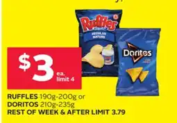 Rexall RUFFLES 190g-200g or DORITOS 210g-235g offer