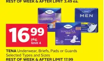Rexall TENA Underwear, Briefs, Pads or Guards offer