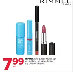 Rexall RIMMEL Kind & Free Multi Stick or Lip Balm or Lasting Finish Lip Liner or Lipstick offer