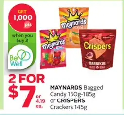 Rexall MAYNARDS Bagged Candy 150g-185g or CRISPERS Crackers 145g offer