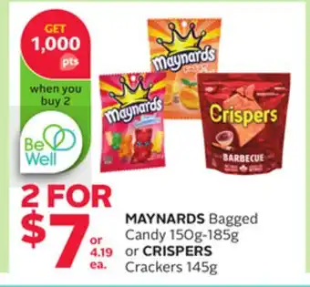 Rexall MAYNARDS Bagged Candy 150g-185g or CRISPERS Crackers 145g offer