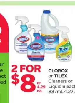 Rexall CLOROX or TILEX Cleaners or Liquid Bleach 887mL-1.27L offer