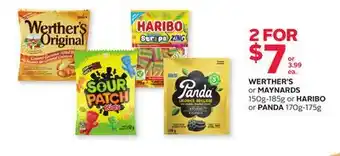 Rexall WERTHER'S or MAYNARDS 150g-185g or HARIBO or PANDA 170g-175g offer
