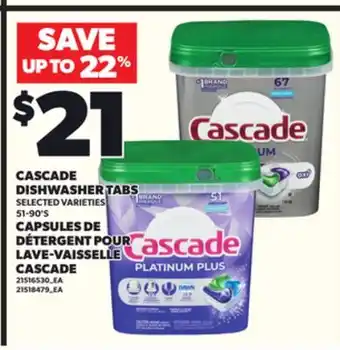 Independent City Market CASCADE DISHWASHER TABS, 51-90'S offer