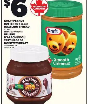 Independent City Market BEURRE D'ARACHIDE, 750 G - 1 KG OU TARTINADE DE NOISETTES KRAFT, 725 G offer