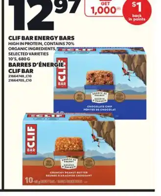 Independent City Market CLIF BAR ENERGY BARS HIGH IN PROTEIN, CONTAINS 70% ORGANIC INGREDIENTS, 10'S, 680 G offer