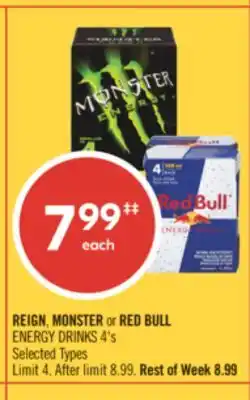 Shoppers Drug Mart REIGN, MONSTER or RED BULL ENERGY DRINKS offer