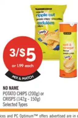 Shoppers Drug Mart NO NAME POTATO CHIPS (200g) or CRISPS (142g-150g) offer