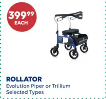 Wellwise by Shoppers ROLLATOR Evolution Piper or Trillium offer