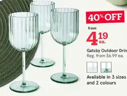 Kitchen Stuff Plus Gatsby Outdoor Drinkware offer