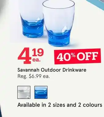 Kitchen Stuff Plus Savannah Outdoor Drinkware offer