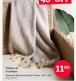 Kitchen Stuff Plus Diamante Recycled Cotton Throw-50 x 60 offer