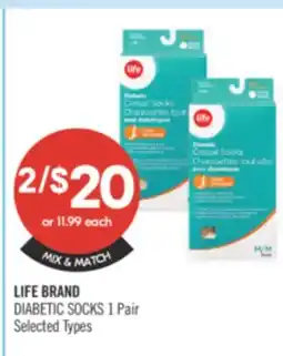Shoppers Drug Mart LIFE BRAND DIABETIC SOCKS 1 Pair offer