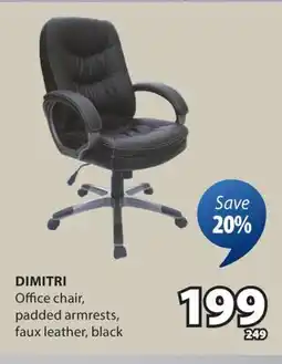 JYSK DIMITRI Office chair, padded armrests, faux leather, black offer