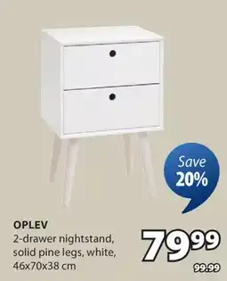 JYSK OPLEV 2-drawer nightstand offer