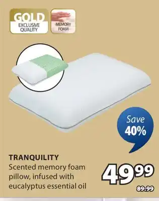 JYSK TRANQUILITY Scented memory foam pillow, infused with eucalyptus essential oil offer
