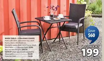 JYSK MARA TABLE + 2 PALERMO CHAIRS offer