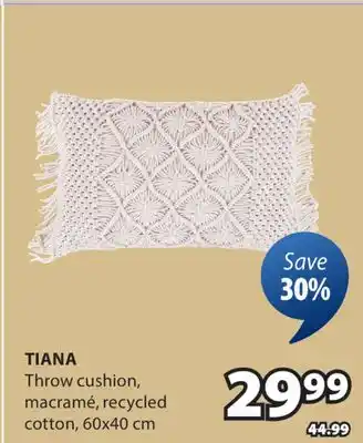 JYSK TIANA Throw cushion, macramé, recycled cotton offer