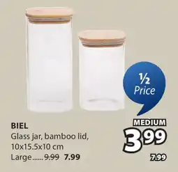 JYSK BIEL Glass jar, bamboo lid offer