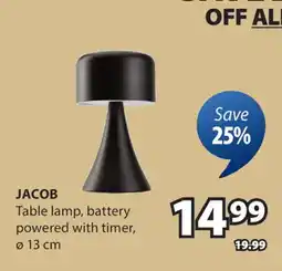 JYSK Jacob Table lamp, battery powered with timer offer