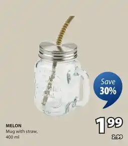 JYSK Melon Mug with straw offer