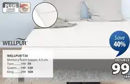JYSK WELLPUR T30 Memory foam topper offer