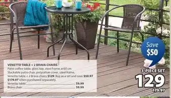 JYSK VENETTO TABLE + 2 BRAVA CHAIRS offer