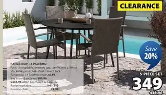JYSK RANGSTRUP + 4 PALERMO Patio dining table offer