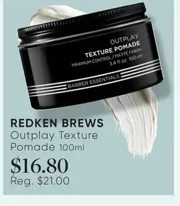 Chatters Salon REDKEN BREWS Outplay Texture Pomade 100ml offer