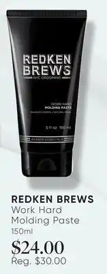 Chatters Salon REDKEN BREWS Work Hard Molding Paste offer