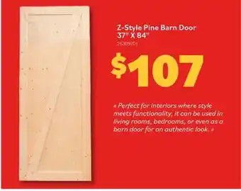 Matériaux Pont Masson Z-Style Pine Barn Door 37 x 84 offer