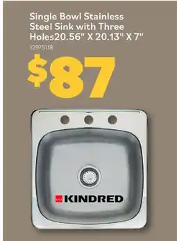 Matériaux Pont Masson Single Bowl Stainless Steel Sink with Three Holes, 20.56 x 20.13 x 7 offer