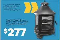 Matériaux Pont Masson Outdoor Firepit Bronze 29.5 x 29.5 X 49.5 With Integrated Cooking Grid offer