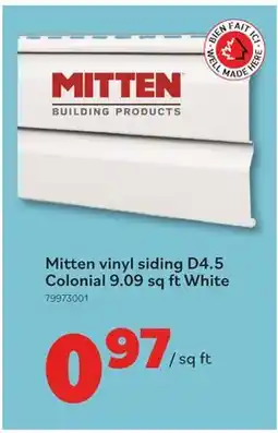 Matériaux Pont Masson Mitten vinyl siding D4.5 Colonial 9.09 sq ft White offer