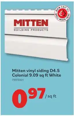 Matériaux Pont Masson Mitten vinyl siding D4.5 Colonial 9.09 sq ft White offer