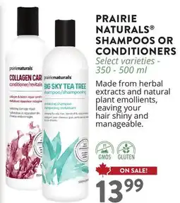 Ki Nature & Santé PRAIRIE NATURALS SHAMPOOS OR CONDITIONERS offer