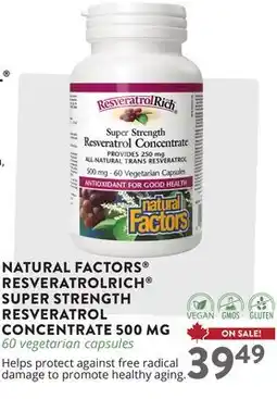 Ki Nature & Santé Natural Factors Resveratrolrich Super Strength Reservatrol Concentrate 500 MG offer