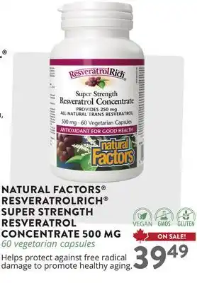 Ki Nature & Santé Natural Factors Resveratrolrich Super Strength Reservatrol Concentrate 500 MG offer