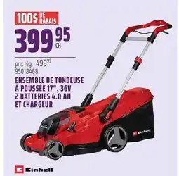 Gagnon - La Grande Quincaillerie ENSEMBLE DE TONDEUSE À POUSSÉE 17, 36V 2 BATTERIES 4.0 AH ET CHARGEUR offer