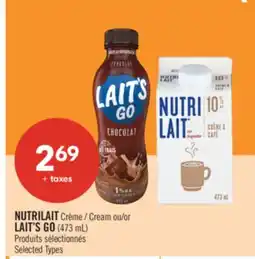 Pharmaprix NUTRILAIT Cream or LAIT'S GO (473 mL) offer