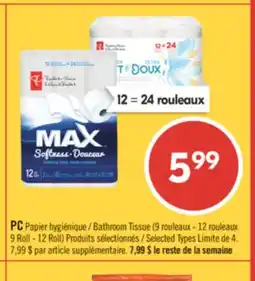Pharmaprix PC Bathroom Tissue (9 Roll – 12 Roll) offer
