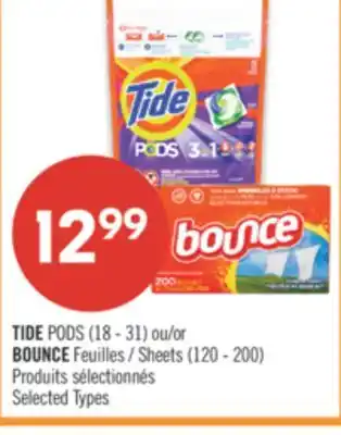 Pharmaprix TIDE PODS (18 - 31) or BOUNCE Sheets (120 - 200) offer