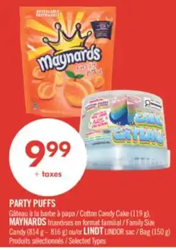 Pharmaprix PARTY PUFFS Cotton Candy Cake (119 g), Family Size Candy (814 g - 816 g) or LINDT LINDOR 150 g offer