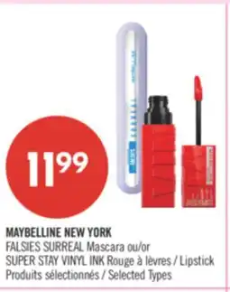 Pharmaprix MAYBELLINE NEW YORK FALSIES SURREAL Mascara SUPER STAY VINYL INK Lipstick offer