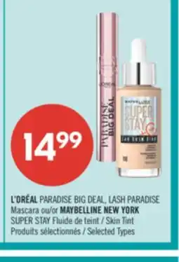 Pharmaprix L'ORÉAL PARADISE BIG DEAL, LASH PARADISE Mascara or MAYBELLINE NEW YORK SUPER STAY Skin Tint offer