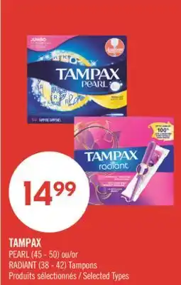 Pharmaprix TAMPAX PEARL (45 - 50) or RADIANT (38 - 42) Tampons offer